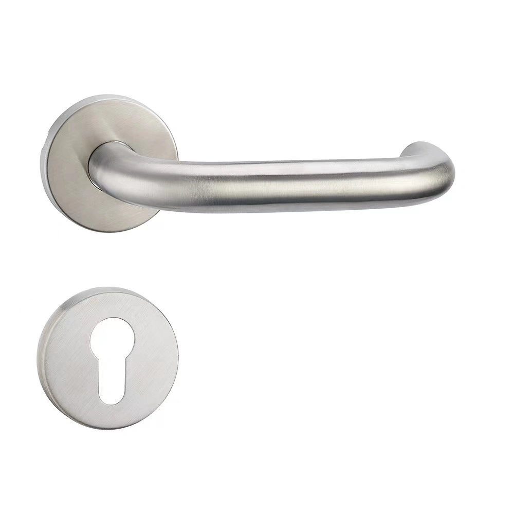 Black Modern Stainless Steel Door Handles Lever with Round Rosette