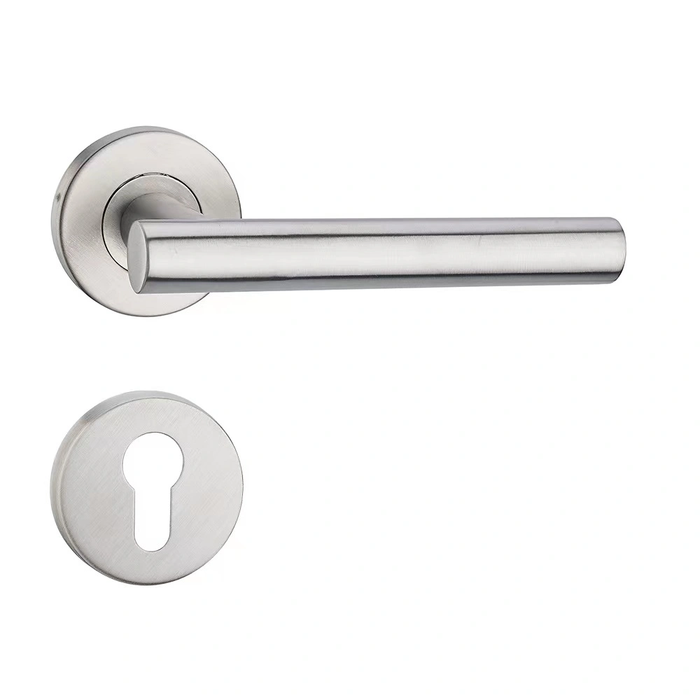 Black Modern Stainless Steel Door Handles Lever with Round Rosette