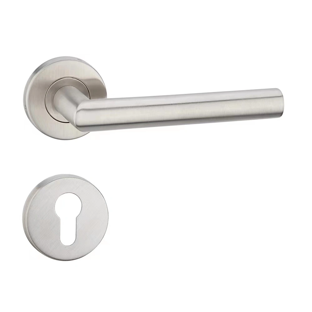 Black Modern Stainless Steel Door Handles Lever with Round Rosette