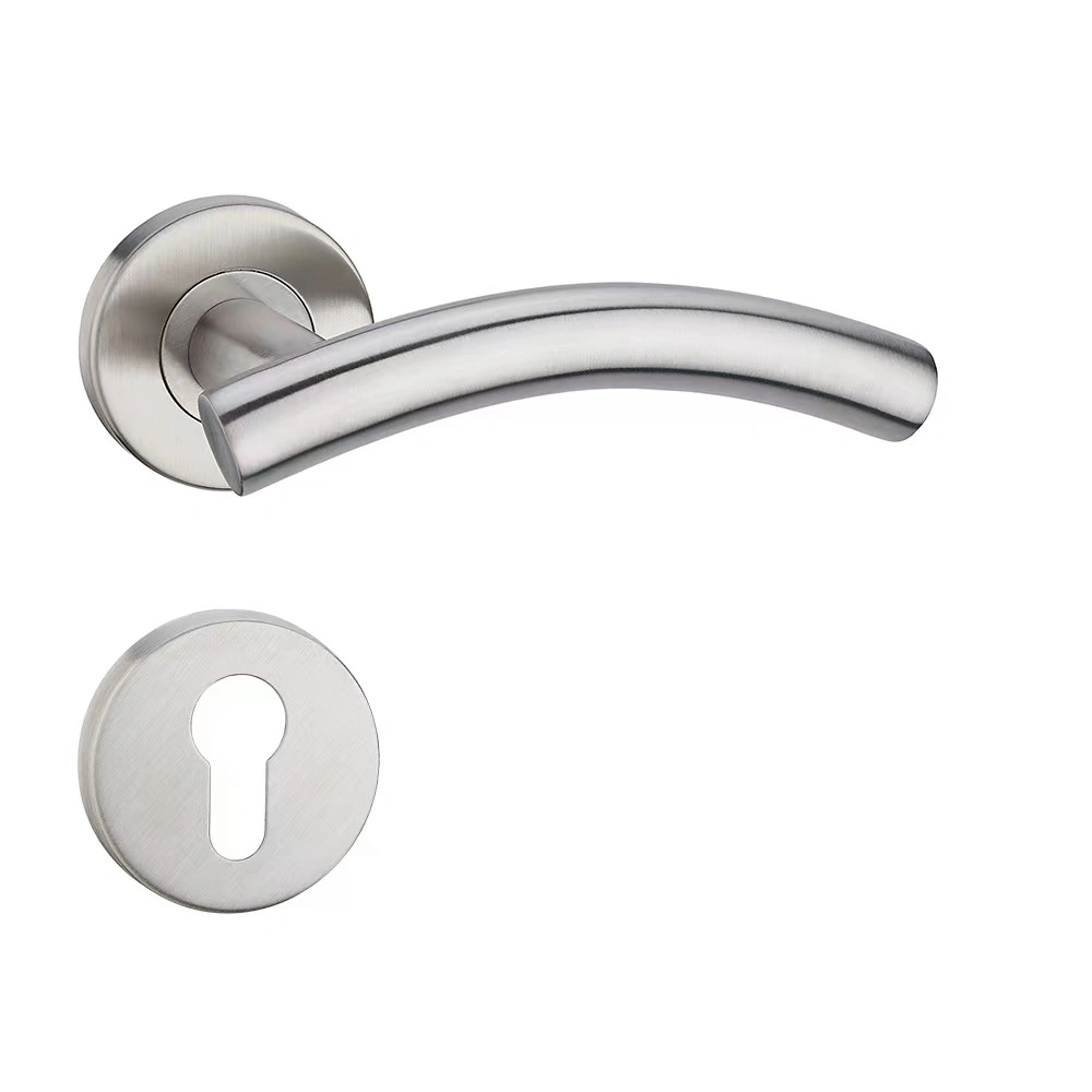 Modern Hollow Pipe Lever Split Round Stainless Steel Door Handle Black