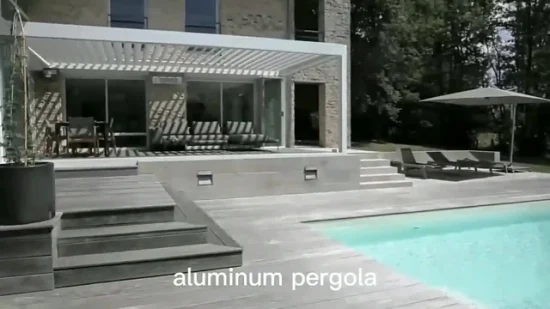 Usine de gros manuel/motorisé toit de terrasse auvent persienne jardin belvédère abri de voiture mobilier d'extérieur pergola en aluminium bioclimatique auvent avec porte coulissante